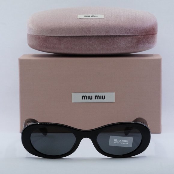 Miu Miu MU06ZS 1AB5S0 Oval Sunglasses - Black / Grey main image 7